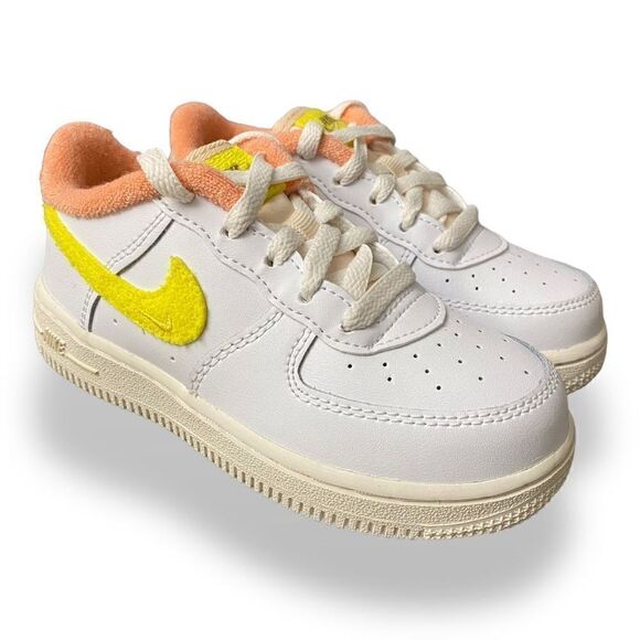 Nike Air Force 1 Toddler 5C White Yellow Strike-Phantom DV2200-100 New - Picture 1 of 9